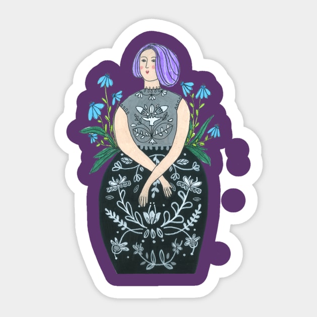 Purple Haired Girl Sticker by DoodlesAndStuff